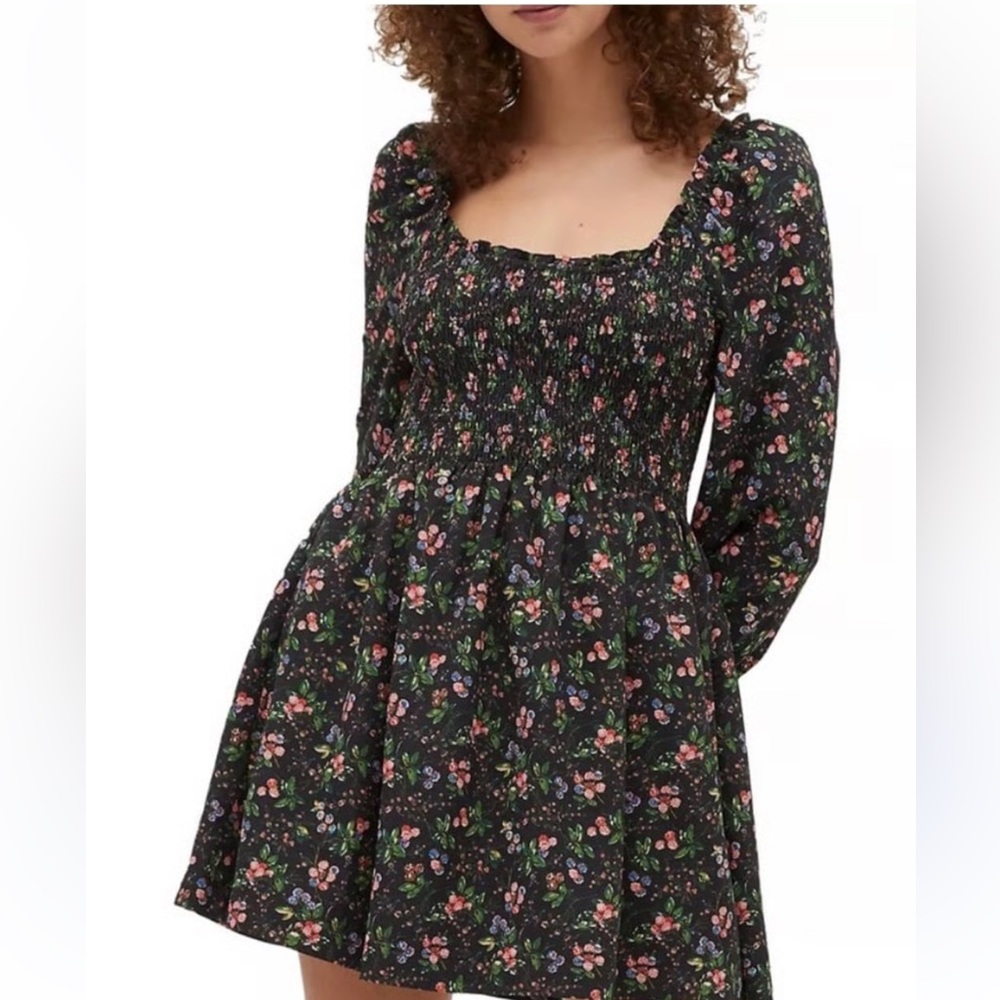 Hill House Floral Norah Nap Mini Dress floral crepe print sz XXS